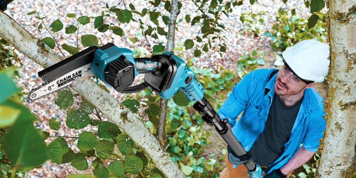 thumbnail image 2 of 2-in-1 Cordless Pole Chainsaw & Mini Saw – 24V, Telescopic, Fits Makita Battery 2 of 5