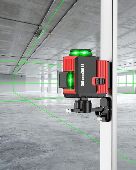 Seesii Nivel láser 3D Autonivelante Nivel láser verde de 3x360° con pantalla de batería Modo de pulso Montaje en pared y control remoto para bricolaje o lugar de trabajo profesional 
