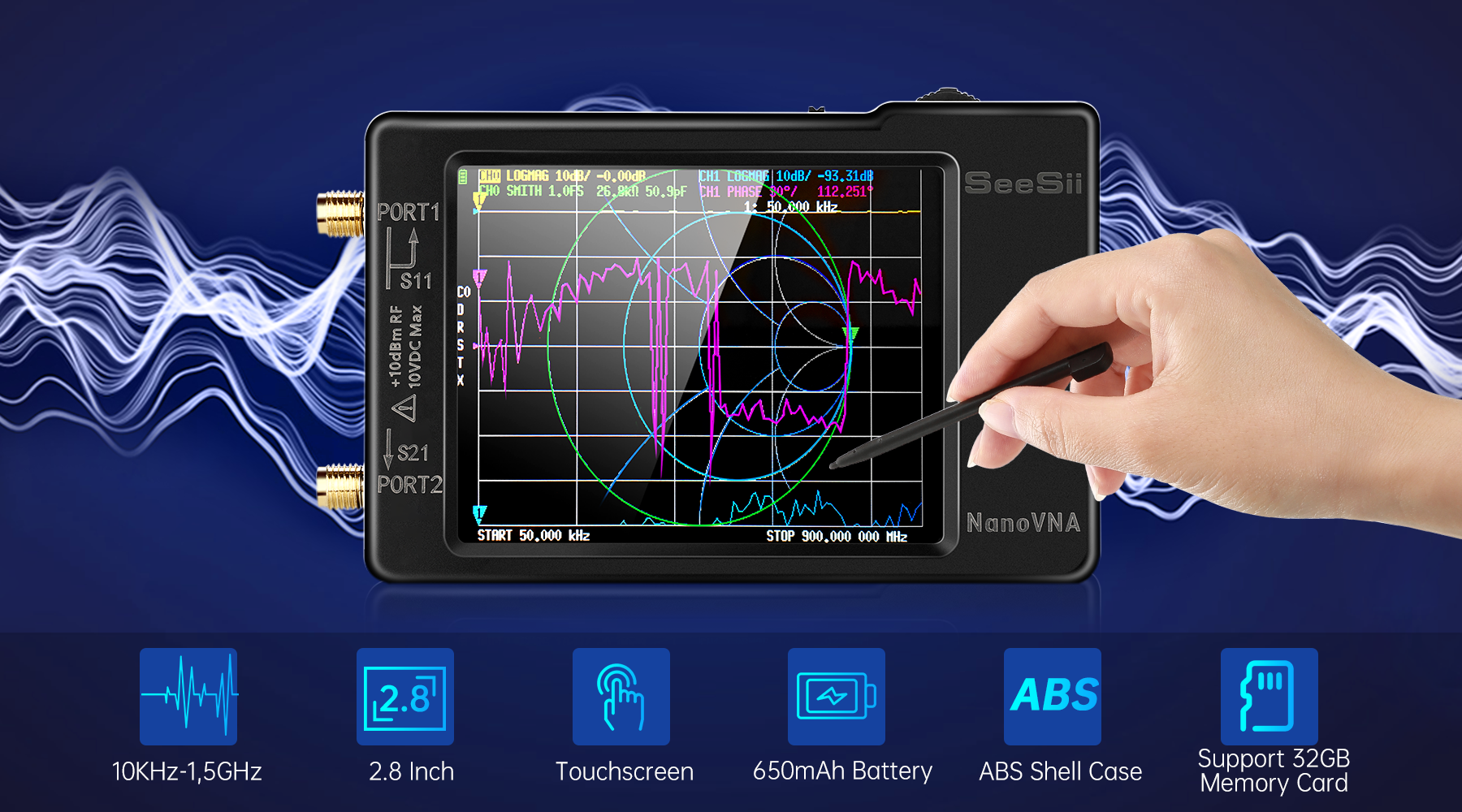 Nano Vna NanoVNA Analizzatore Di Rete Vettoriale - Per Antenne HF - Foto 5