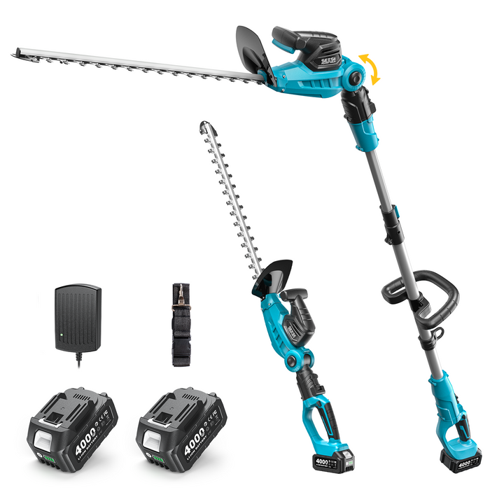SEESII 2-in-1 Pole & Hedge Trimmer Cordless,20" Electric Bush Trimmer 8.5ft