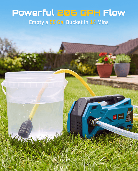 SEESII Cordless Water Transfer Pump, 9.84 FT Self-Priming, 2×4.0Ah Battery