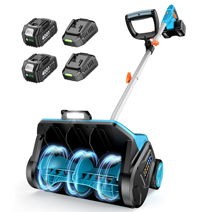 SEESII 40V Cordless Electric Snow Shovel,  16.5" wide and 8" deep Brushless Thrower 20ft 2x 4000mah Battery & 2*Charger
