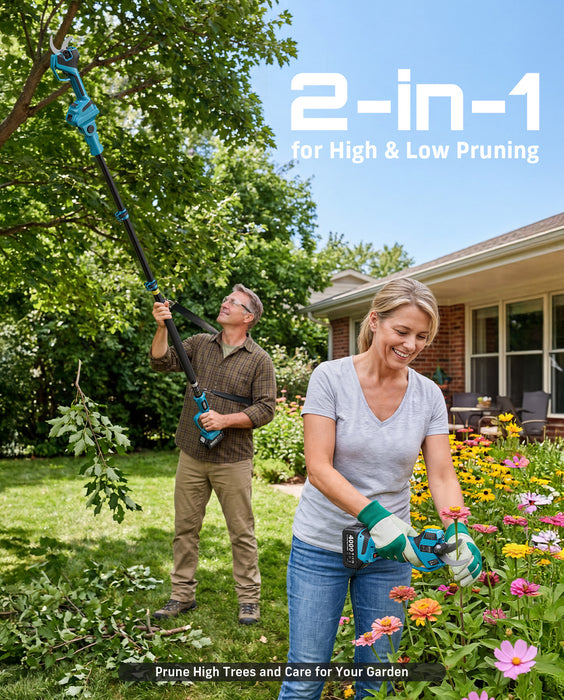 SEESII 2-in-1 Pole Electric Pruning Shears, 2.2" Cut Cordless Pole Pruner