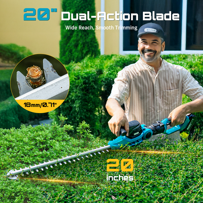 SEESII 2-in-1 Pole & Hedge Trimmer Cordless,20" Electric Bush Trimmer 8.5ft