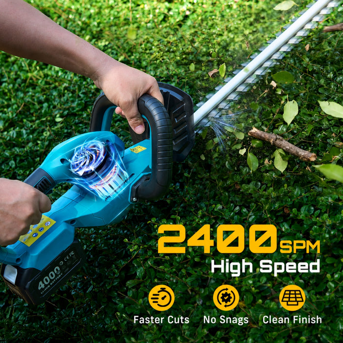 SEESII 20" Hedge Trimmer Cordless with 2× 4.0Ah Battery, Lightweight Design