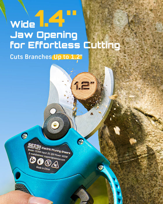 SEESII 2-in-1 Mini Chainsaw & Pruning Shears, 20V Brushless Motor Combo 6 Inch Cordless Chain Saw, 1.4" Electric Pruner, Dual 2.0Ah Batteries, One-hand Control for Tree Branch Cutter & Gardening
