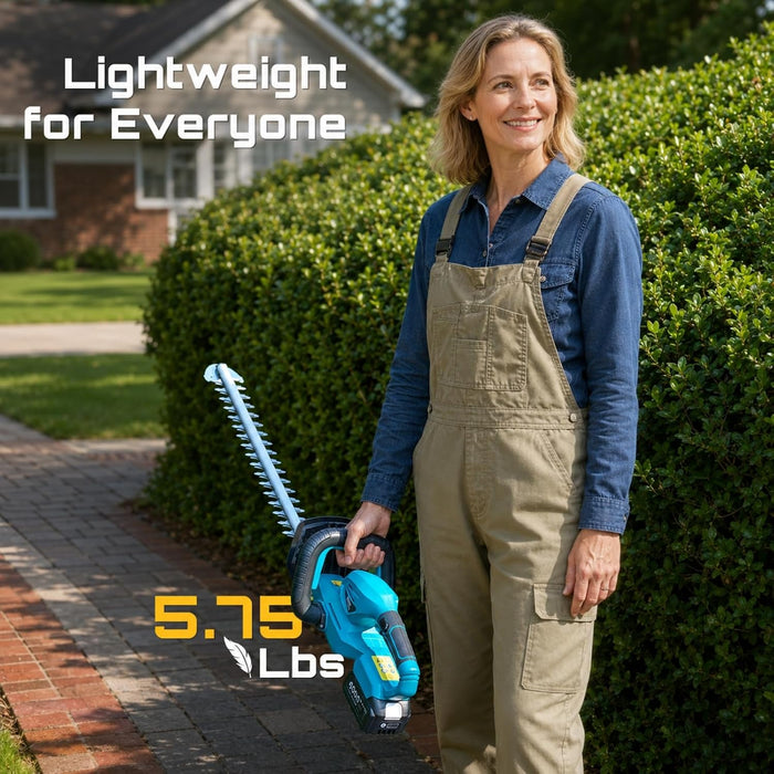 SEESII 20" Hedge Trimmer Cordless with 2× 4.0Ah Battery, Lightweight Design