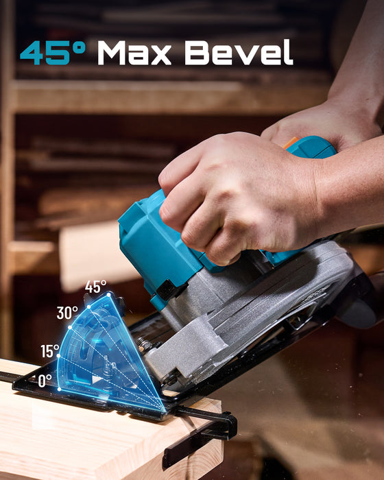 SEESII 7-1/4" Cordless Circular Saw with Total 8000mAh Battery & Charger
20V Brushless Electric Saw with Rip Fence, Bag and Dust Adapter, 45° Bevel for Powerful Wood Cutting, DIY, Home Repair