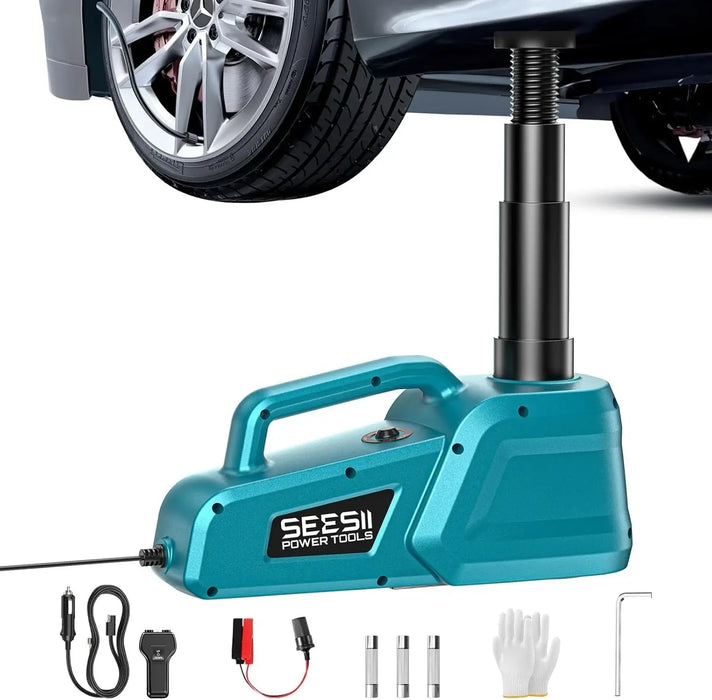 SEESII Electric Car Jack 5 Ton: 12V Hydraulic Car Jack with Remote Control & LED