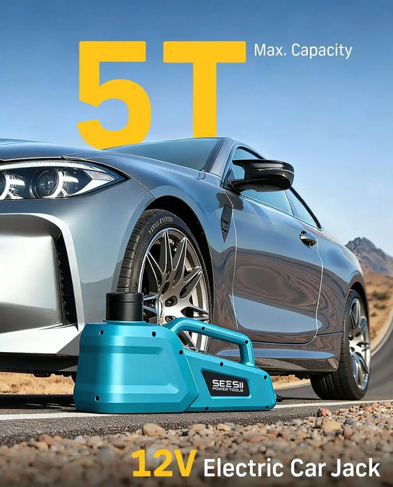 SEESII Electric Car Jack 5 Ton: 12V Hydraulic Car Jack with Remote Control & LED