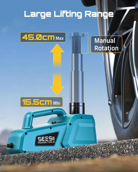 SEESII Electric Car Jack 5 Ton: 12V Hydraulic Car Jack with Remote Control & LED