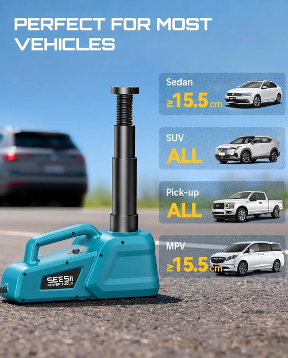 SEESII Electric Car Jack 5 Ton: 12V Hydraulic Car Jack with Remote Control & LED