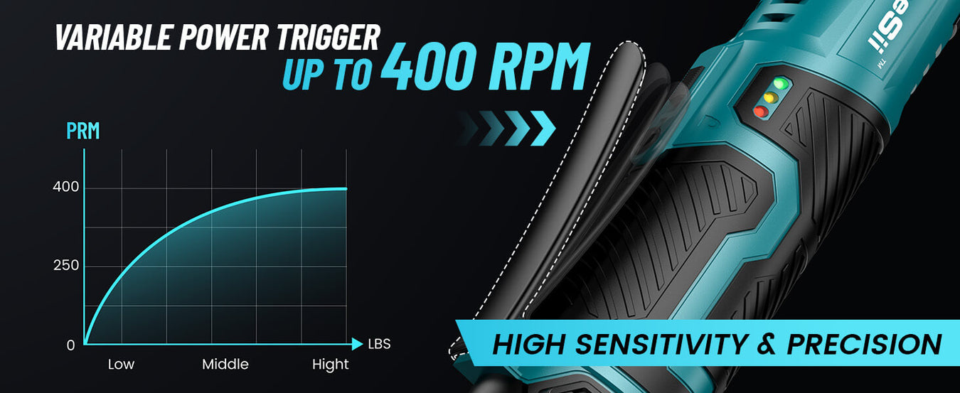 Seesii RT400B 3/8" Cordless Ratchet Wrench, 6" Long Neck, 220RPM — SeeSii
