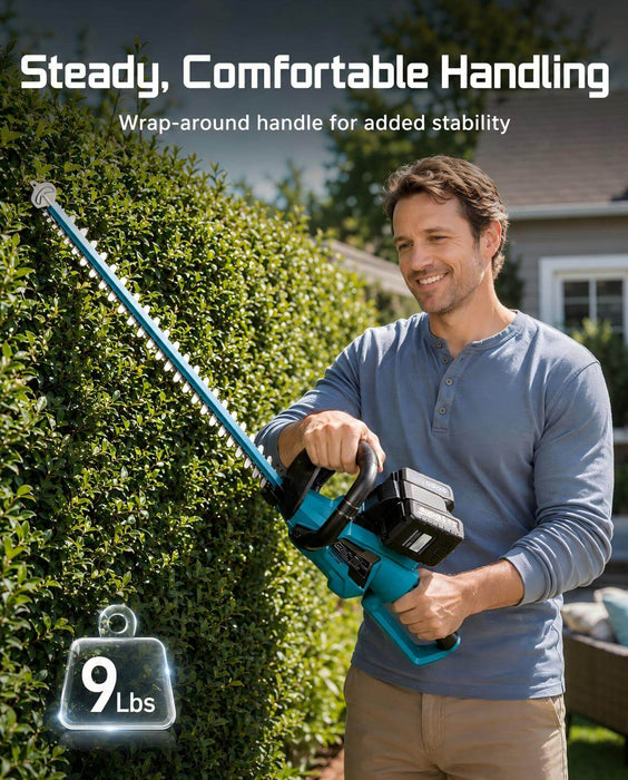 SEESII 24" Hedge Trimmer Cordless, 40V Electric Bush Trimmer, 2 Batteries, Brushless Motor, 3100 SPM, 1" Cutting, Dual-Action Blade, Dual 4.0Ah Batteries, 180° Handle, Lightweight for Trimming