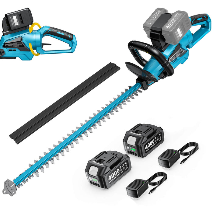 SEESII 24" Hedge Trimmer Cordless, 40V Electric Bush Trimmer, 2 Batteries, Brushless Motor, 3100 SPM, 1" Cutting, Dual-Action Blade, Dual 4.0Ah Batteries, 180° Handle, Lightweight for Trimming