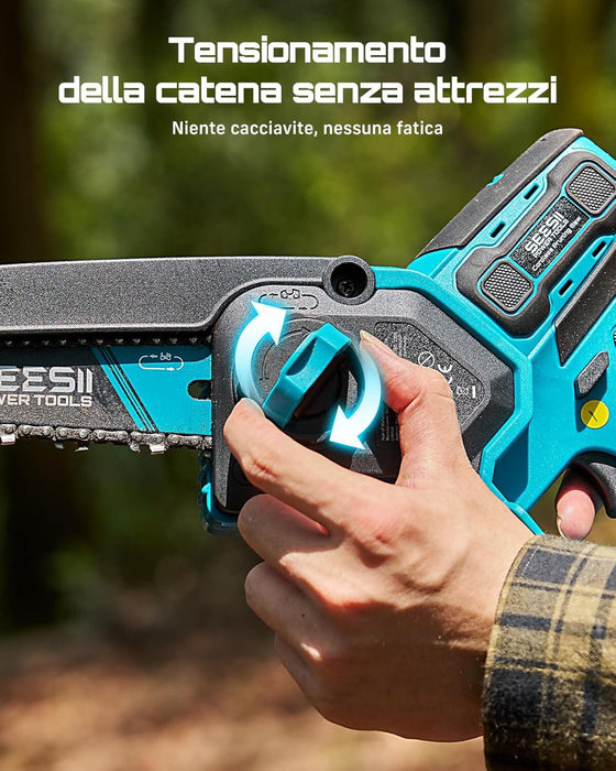 SEESII 6 & 8 Cordless Chainsaw, 1000 W Mini Chainsaw with 2 x 4000 mAh Batteries（M8 Ace）