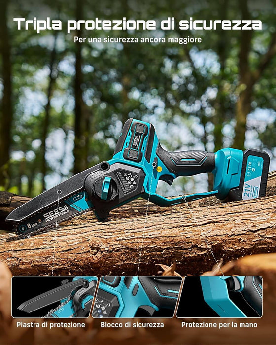 SEESII 6 & 8 Cordless Chainsaw, 1000 W Mini Chainsaw with 2 x 4000 mAh Batteries（M8 Ace）