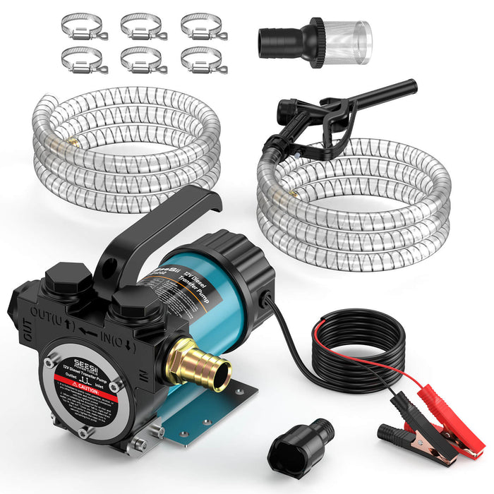 SEESII Diesel Fuel Transfer Pump Kit 12V 13 GPM DC Automatic Shut-off Nozzle