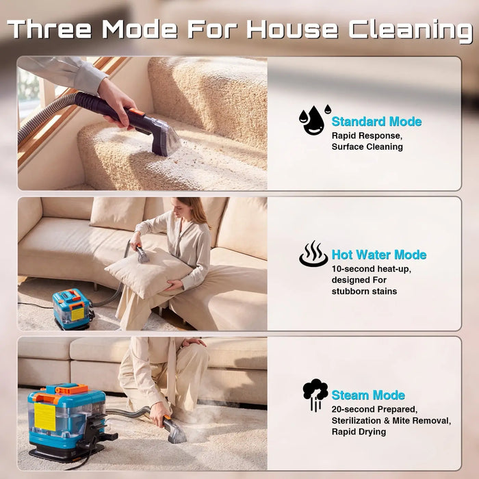SEESII 1200W Carpet Cleaner Machine  12KPa Steam&Hot&Cold Water System Upholstery Cleaner