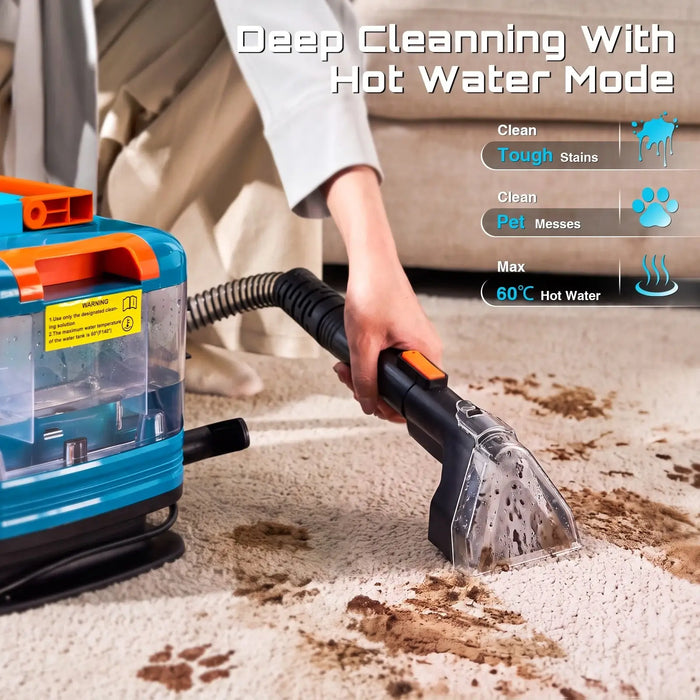 SEESII 1200W Carpet Cleaner Machine  12KPa Steam&Hot&Cold Water System Upholstery Cleaner