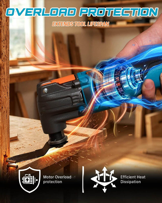 SEESII Cordless Oscillating Multi-Tool Kit, 6-Speed with 2.0Ah Battery
Home DIY and renovation projects; tool-free quick release, 3.2° oscillation angle 21V Max power 19000OPM