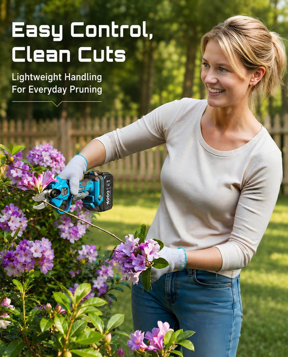 SEESII 2-in-1 Pole Pruning Shears, 1.6" Cutting Diameter Cordless Electric Pole Pruners, Brushless Motor, Dual 4.0Ah Batteries, Extra SK5 Blade, 4 Modes Adjustable Branches Cutter for Tree & Flower