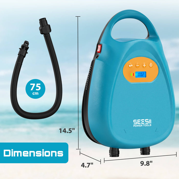 Seesii Paddle Board Pump Rechargeable Battery-Powered 20PSI Dual Stage SUP Pump