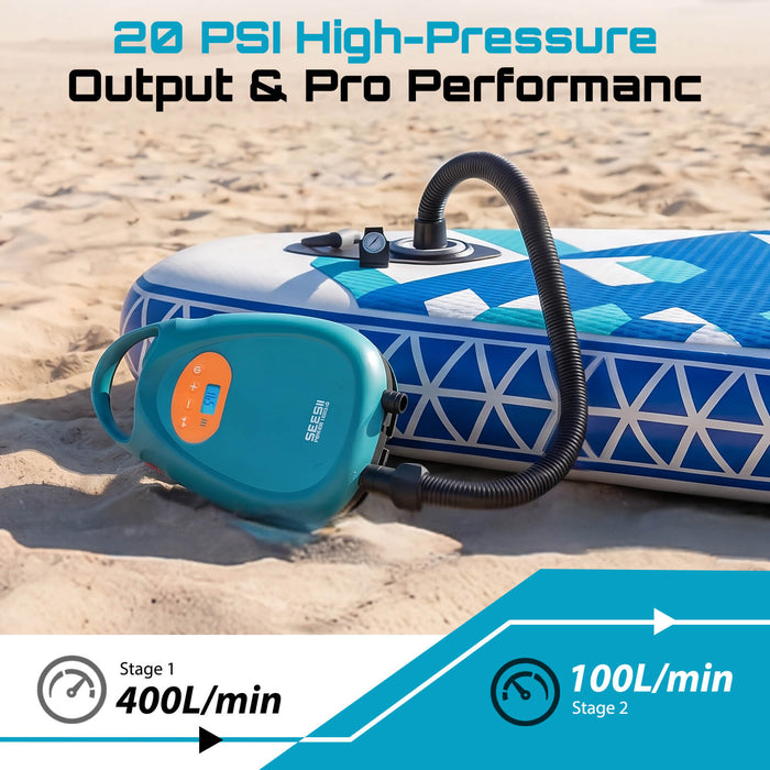 Seesii Paddle Board Pump Rechargeable Battery-Powered 20PSI Dual Stage SUP Pump