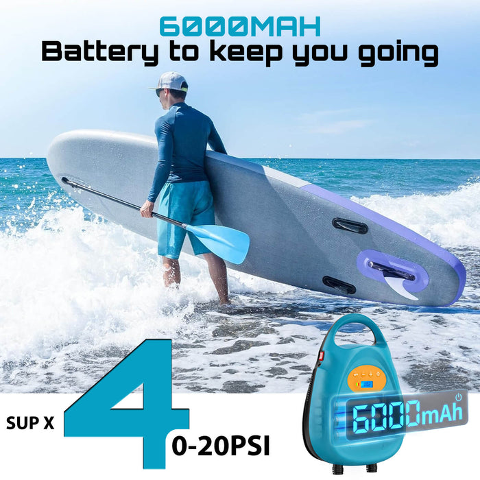 Seesii Paddle Board Pump Rechargeable Battery-Powered 20PSI Dual Stage SUP Pump