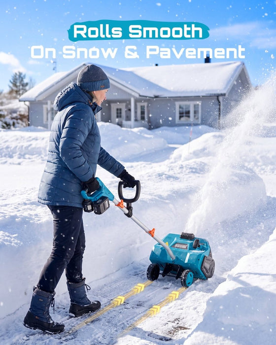 Cordless Electric Snow Blower with 2 x 4.0Ah Batteries, 20 Ft Throw Distance, 6-Speed Control for Driveway Patio Snow Removal - SEESII