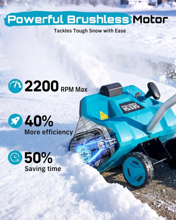 Cordless Electric Snow Blower with 2 x 4.0Ah Batteries, 20 Ft Throw Distance, 6-Speed Control for Driveway Patio Snow Removal - SEESII