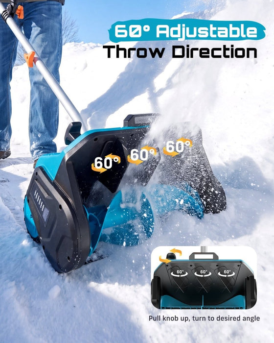 Cordless Electric Snow Blower with 2 x 4.0Ah Batteries, 20 Ft Throw Distance, 6-Speed Control for Driveway Patio Snow Removal - SEESII