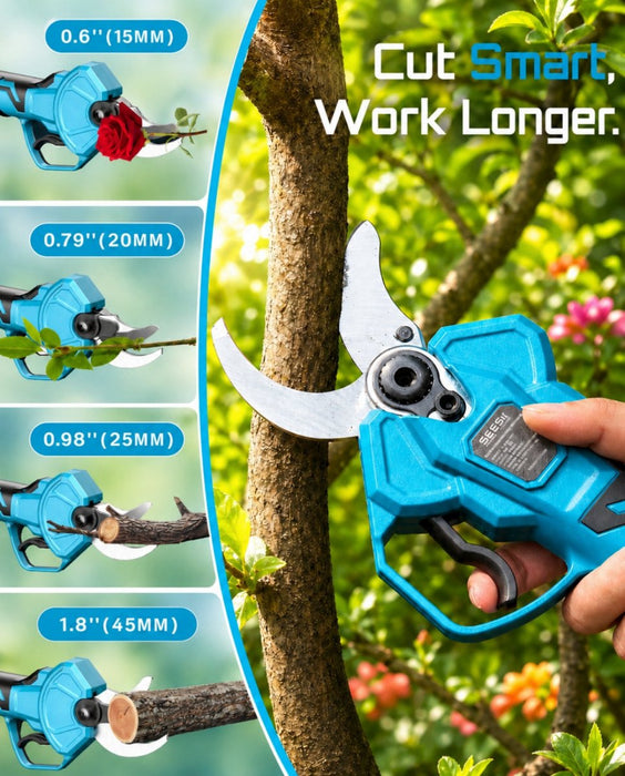 Electric Pruning Shears for Gardening, 1.8" Cordless Power Pruner with Brushless Motor, Dual 4.0Ah Batteries & Extra SK5 Blade — SEESII POWER TOOLS YES. YOU CAN. - SeeSii