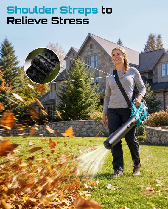 SEESII 40V Leaf Blower Cordless, 750 CFM&195 MPH, Powerful Electric Blower
Turbo Mode, 5.2Ah Battery & Charger, Battery Powered Blower Brushless with Shoulder Strap for Lawn Care, Wet Leaves, Yard