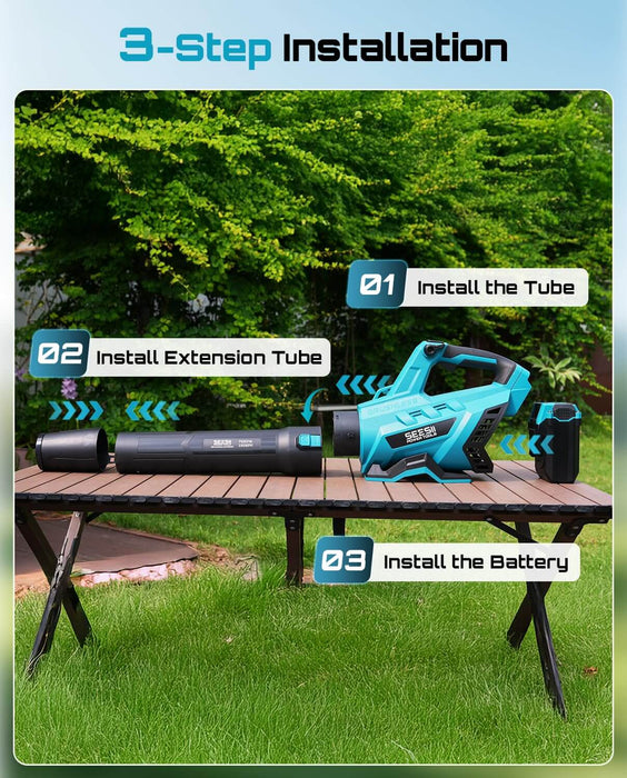 SEESII 40V Leaf Blower Cordless, 750 CFM&195 MPH, Powerful Electric Blower
Turbo Mode, 5.2Ah Battery & Charger, Battery Powered Blower Brushless with Shoulder Strap for Lawn Care, Wet Leaves, Yard