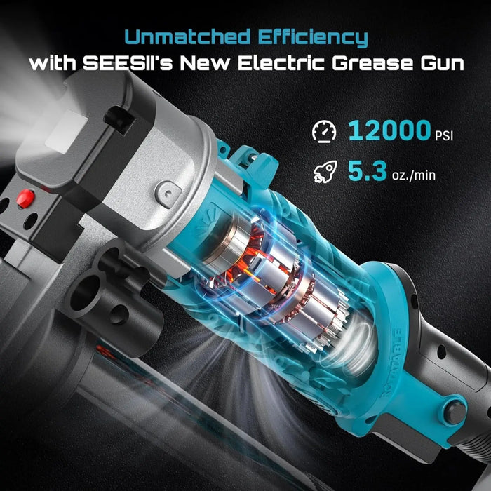 Seesii Grease Gun 2-in-1 Easy-to-Use Electric Grease Gun