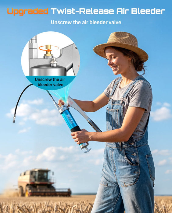 Seesii 10000PSI Grease Gun, Gear-Assisted Lever, Upgraded Air Bleeder - Grease Guns-SEESII