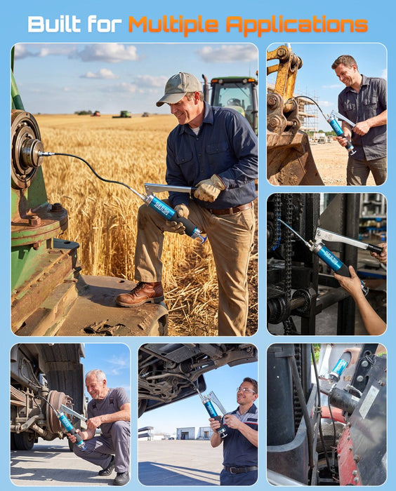 Seesii 10000PSI Grease Gun, Gear-Assisted Lever, Upgraded Air Bleeder - Grease Guns-SEESII