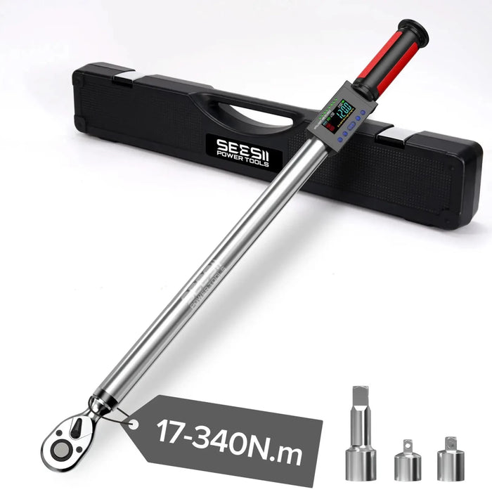 Seesii 1/2" Drive LED Digital Torque Wrench 12.5-250 Ft.Lb with Buzzer 17-340N.m - SEESII