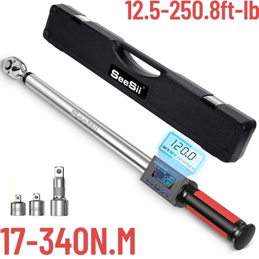Seesii 1/2" Drive LED Digital Torque Wrench 12.5 - 250 Ft.Lb with Buzzer 17 - 340N.m - SeeSii