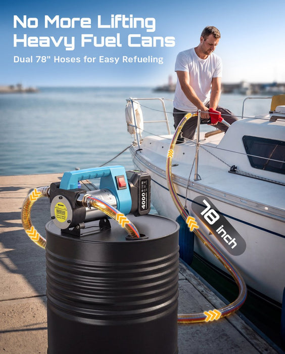 Seesii 12 GPM Battery Fuel Transfer Pump | 21V, 2×4.0Ah, Auto Shut-Off - Transfer Pump-SeeSii