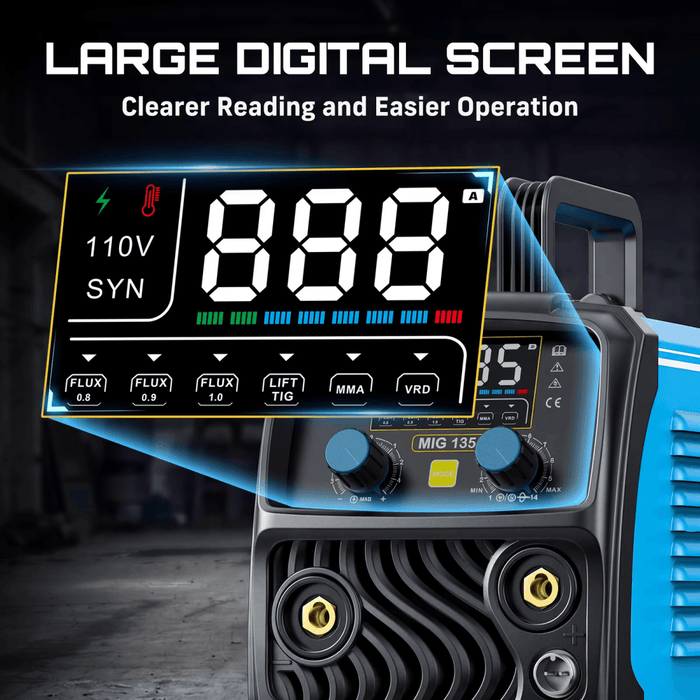 SEESII 130A Mini MIG Welder Flux Core 110V MIG Welder Gasless Flux MIG/Lift TIG/Stick - SeeSii