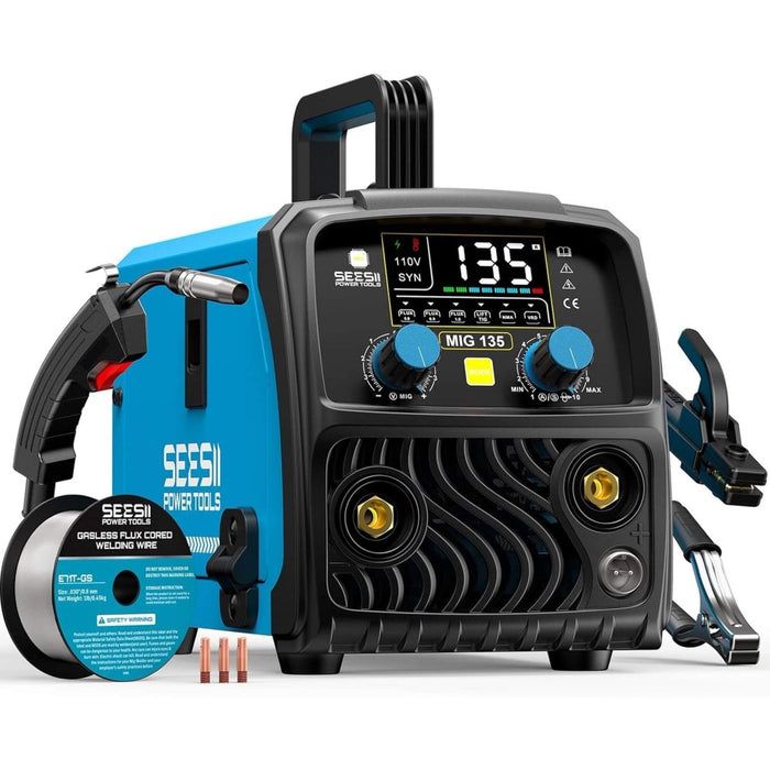 SEESII 130A Mini MIG Welder Flux Core 110V MIG Welder Gasless Flux MIG/Lift TIG/Stick - SeeSii