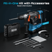 SeeSii 13A 1 - 1/4" SDS - Plus Rotary Hammer Drill, 6J Corded Demolition Hammer, 4 Functions, Safety Clutch & Anti - Vibration (Bits & Chisels Included) - SeeSii