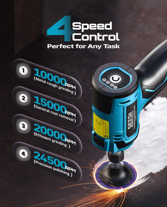 SEESII 1/4" Cordless Right Angle Die Grinder Kit with 2 Batteries - die grinder - SeeSii