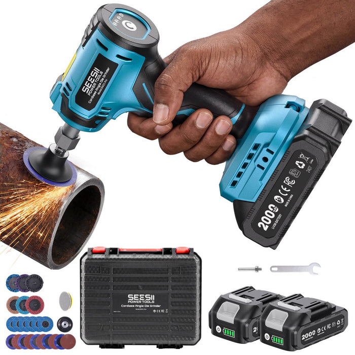 SEESII 1/4" Cordless Right Angle Die Grinder Kit with 2 Batteries - die grinder - SeeSii