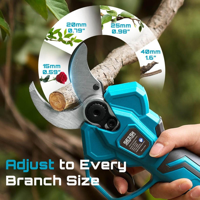 SEESII 1.6" Electric Pruning Shears, Brushless, 2x 4.0Ah Batteries, 4 Modes - SeeSii