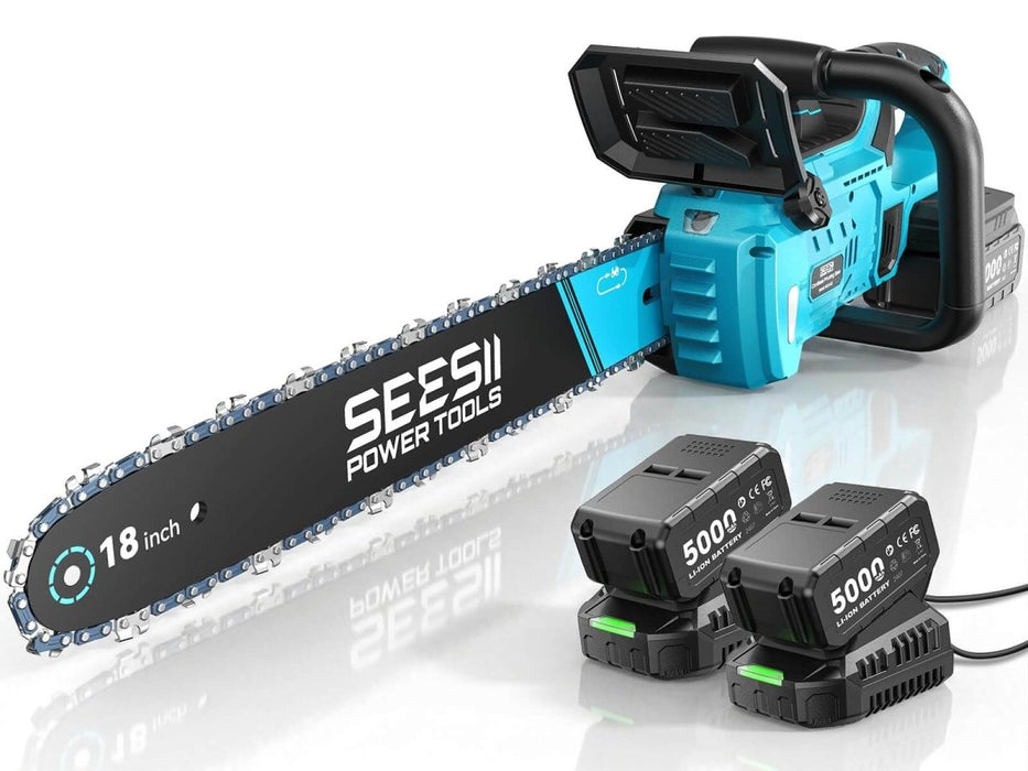 SEESII 18" 40V Brushless Cordless Chainsaw 2x5.0Ah Battery Auto Oiling（M18 Ace） - SeeSii