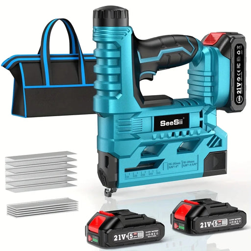 Seesii 18 Gal Nail Gun Cordless Brad Nailer/Electric Staple Gun Battery Powered - SeeSii