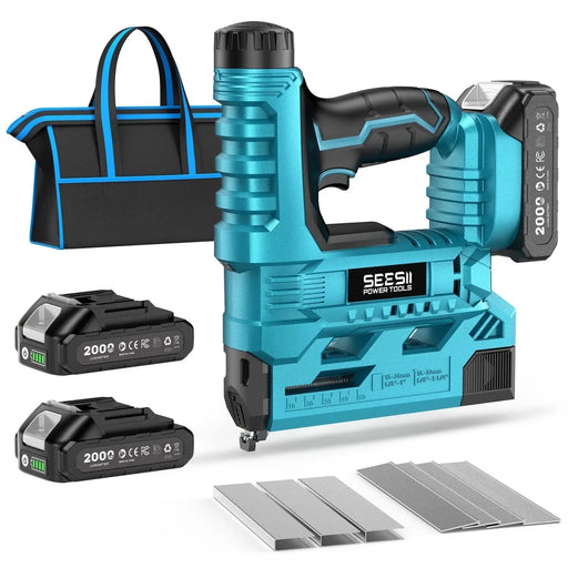Seesii 18 Gal Nail Gun Cordless Brad Nailer/Electric Staple Gun Battery Powered - SEESII